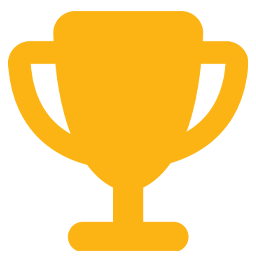 Yellow trophy icon centered on a light gray background.